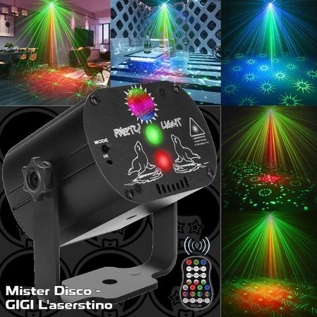 Mister Disco - GIGI Laserstino | Discolamp | Laser | LED | Disco | RGB | Incl. afstandsbediening | Disco laser | Feestverlichting | Partyverlichting | Discoverlichting | Discolamp voor kinderen | USB | Patronen